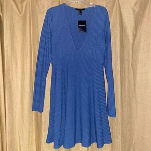 Brand New Forever 21 Blue V-Neck Dress Size Large